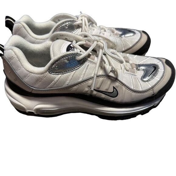 Nike Air Max 98 Running Sneaker White/Black/Silver AH6799-116 Women's Size‎ 7 - Picture 3 of 11